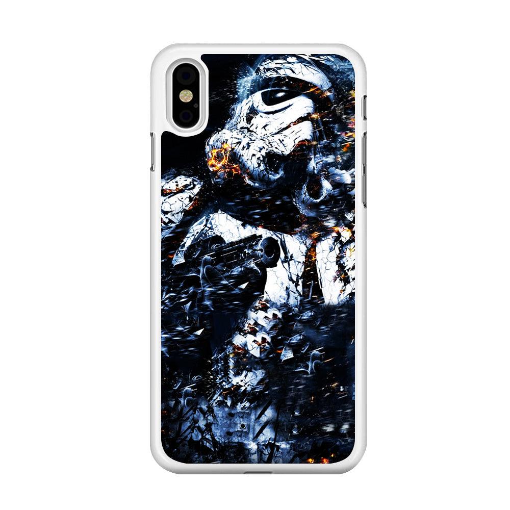 Star Wars Stormtrooper Abstract iPhone Xs Case-Rubber / White (2D Case)-Xtracase