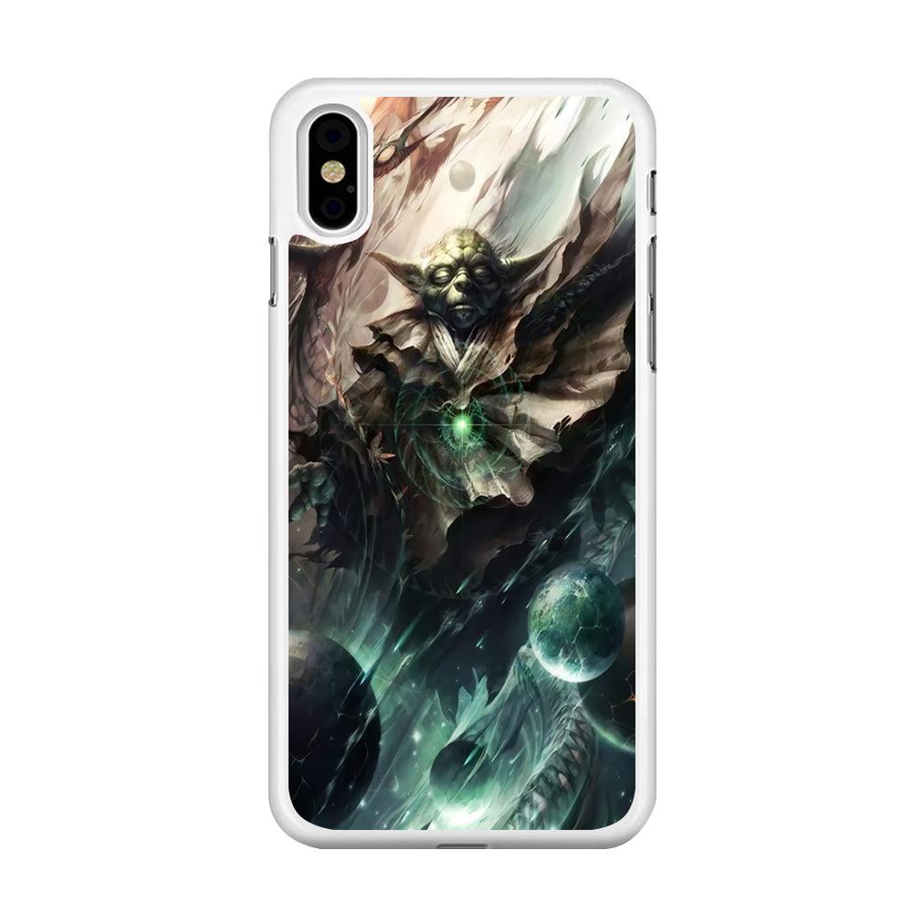 Star Wars Yoda iPhone Xs Case-Rubber / White (2D Case)-Xtracase