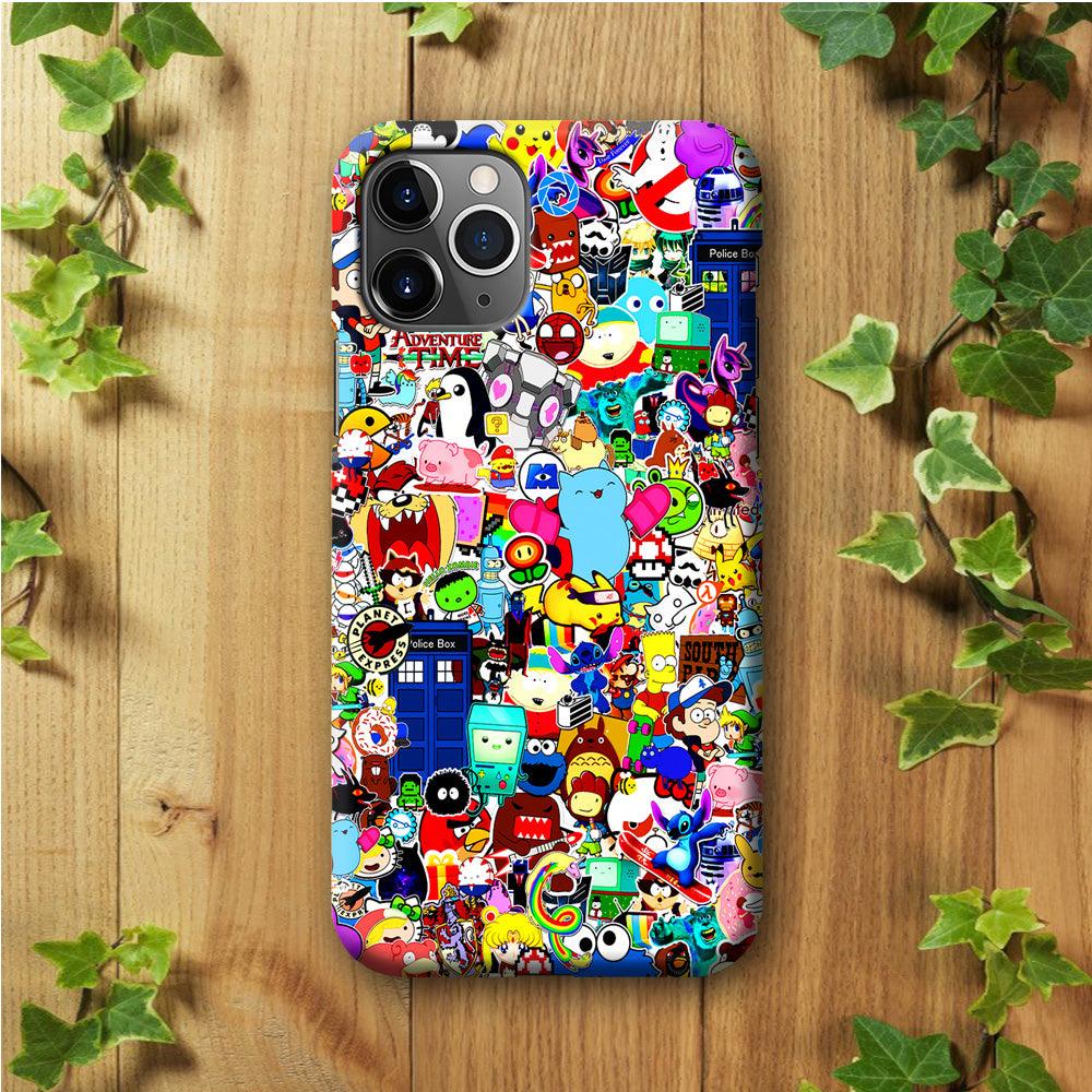 Sticker Collection Cartoon iPhone 11 Pro Case-Plastic / Full Wrap (3D Case)-Xtracase