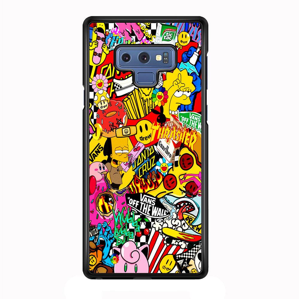 Sticker Collection Random Samsung Galaxy Note 9 Case-Rubber / White (2D Case)-Xtracase