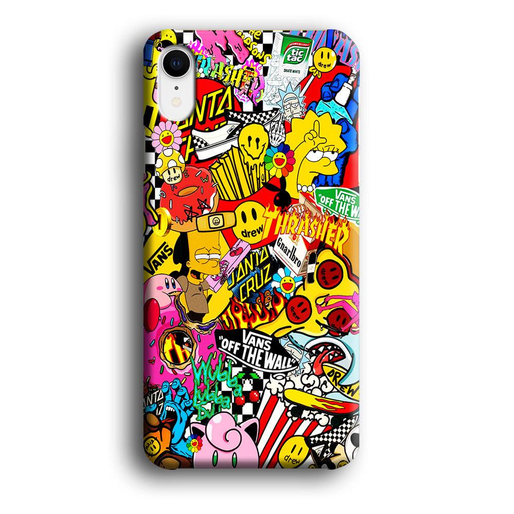 Sticker Collection Random iPhone XR Case-Plastic / Full Wrap (3D Case)-Xtracase