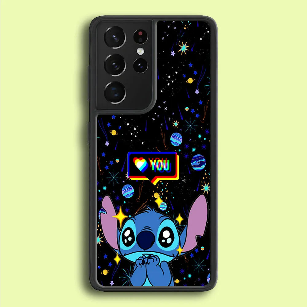 Stitch Love You Samsung Galaxy S25 Ultra Case-Rubber / Black (2D Case)-Xtracase