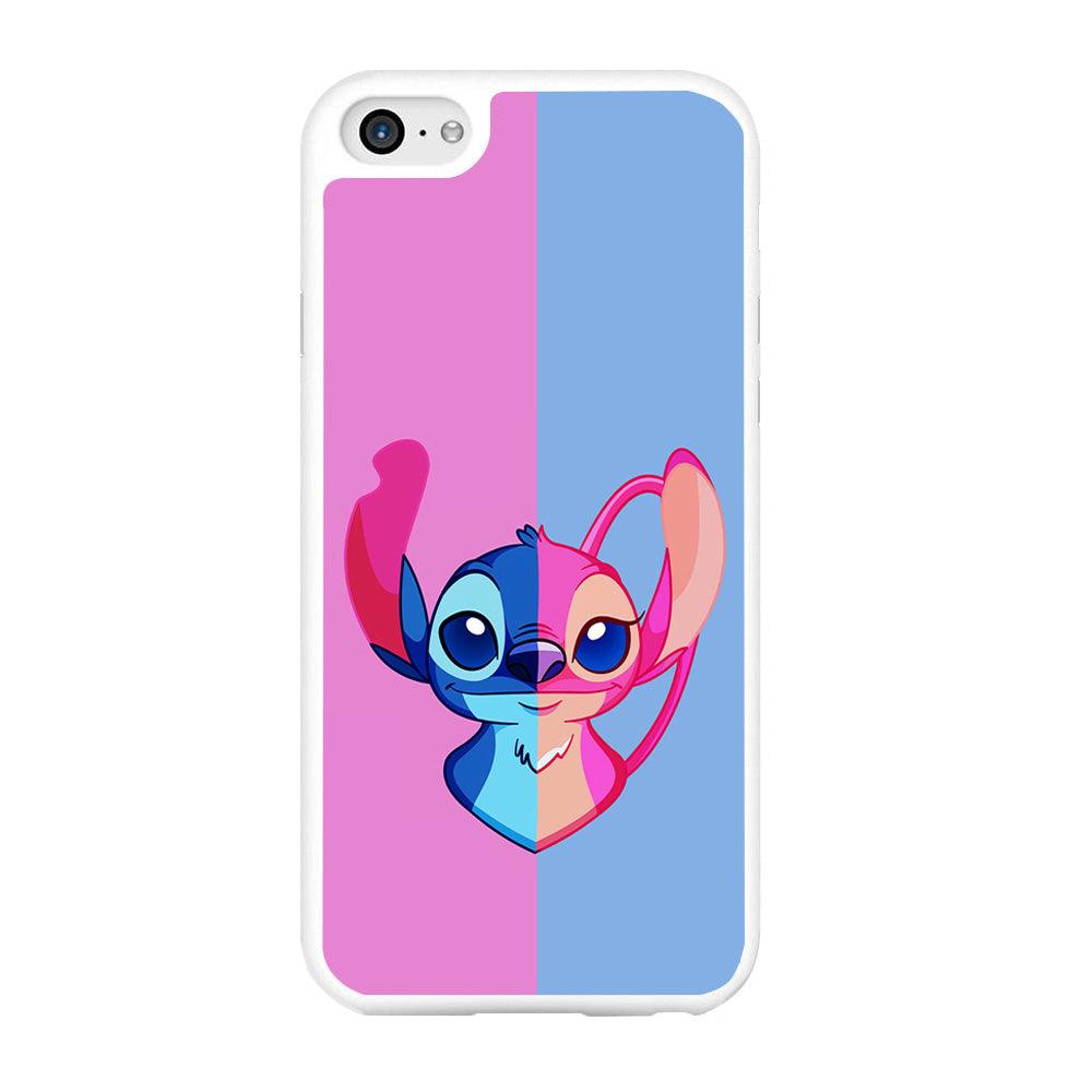 Stitch and Angel Pink Blue iPhone 6 Plus | 6s Plus Case-Rubber / White (2D Case)-Xtracase