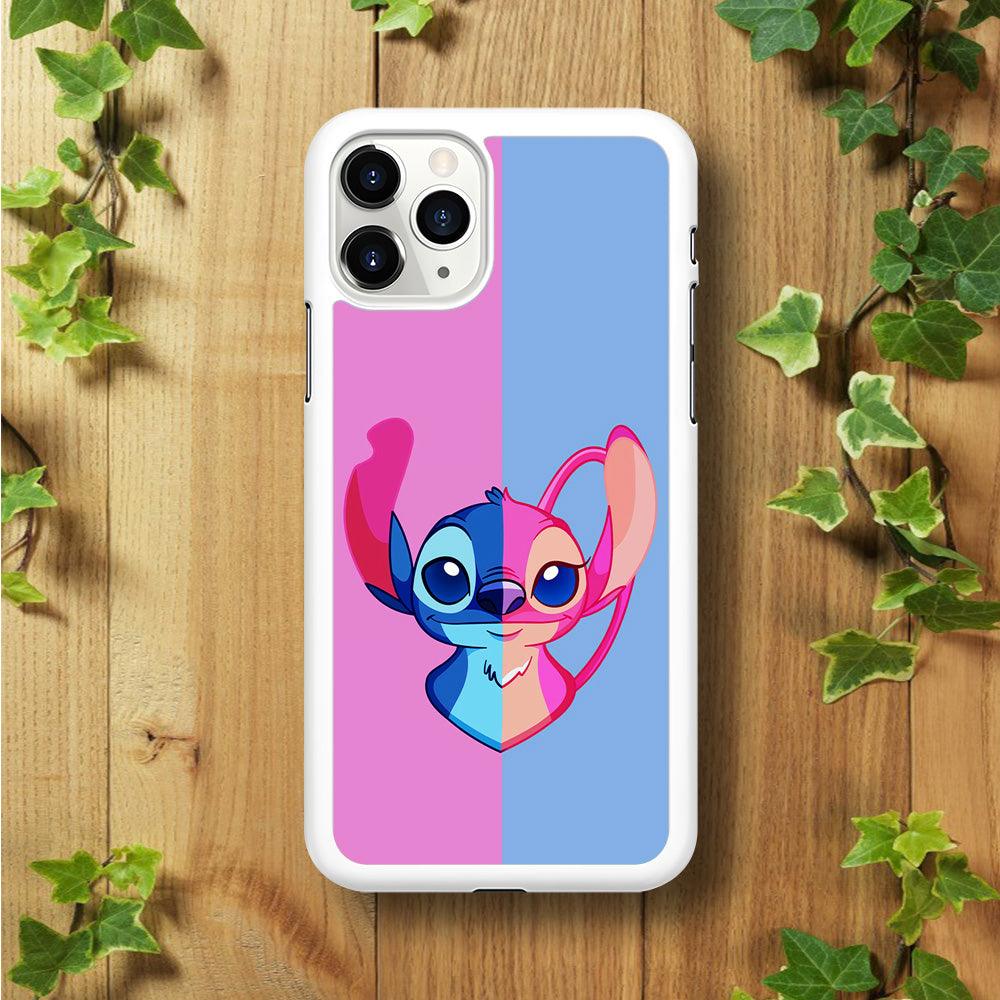Stitch and Angel Pink Blue iPhone 11 Pro Case-Rubber / White (2D Case)-Xtracase
