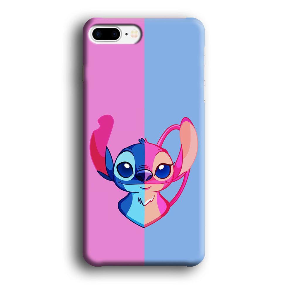 Stitch and Angel Pink Blule iPhone 7 Plus Case-Plastic / Full Wrap (3D Case)-Xtracase