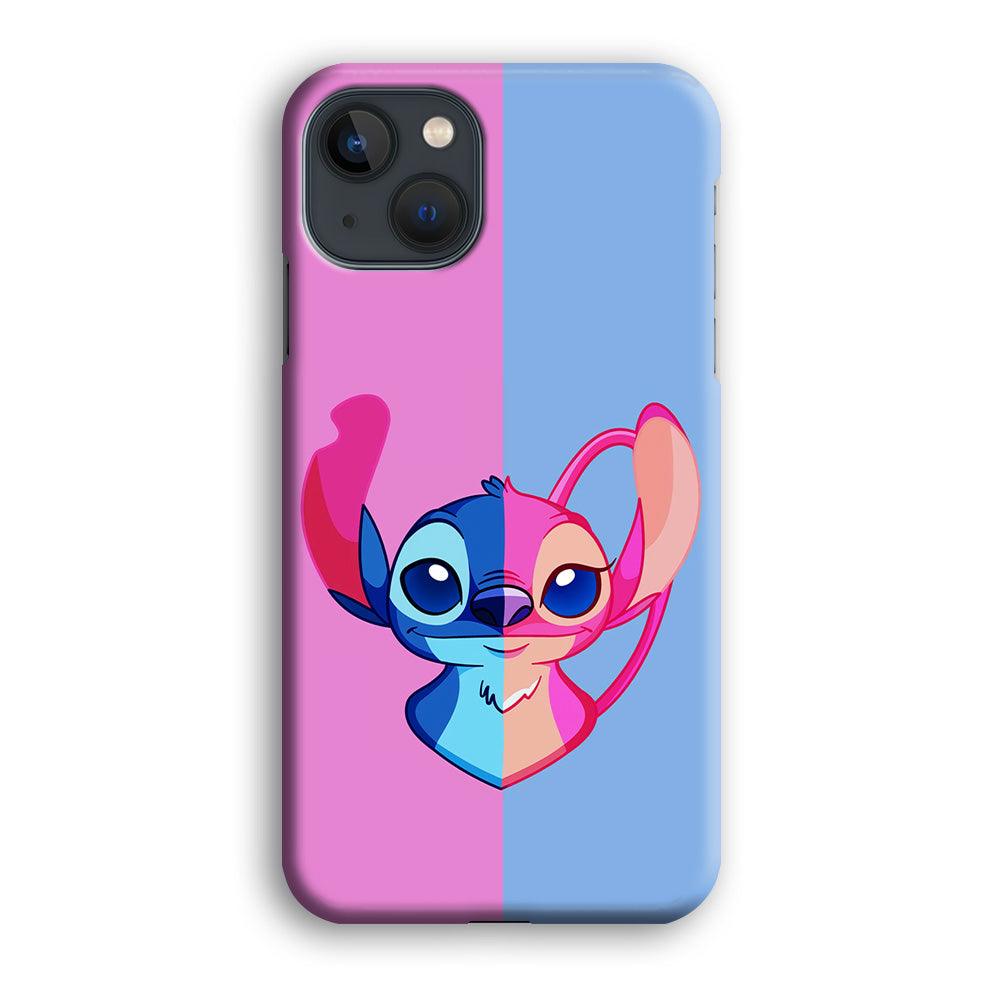 Stitch and Angel Pink Blue iPhone 13 Pro Case-Plastic / Full Wrap (3D Case)-Xtracase