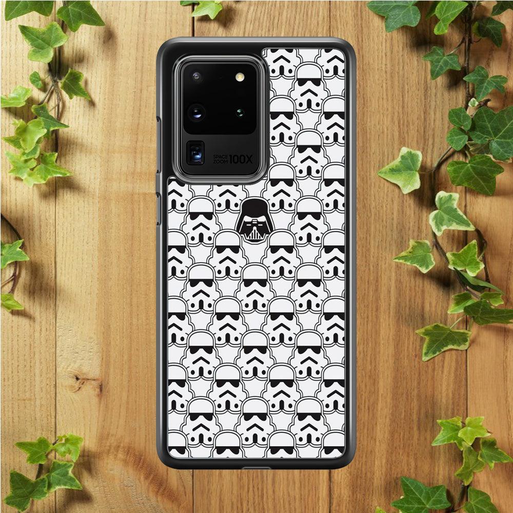 Stormtrooper Face Pattern Star Wars Samsung Galaxy S20 Ultra Case-Rubber / White (2D Case)-Xtracase