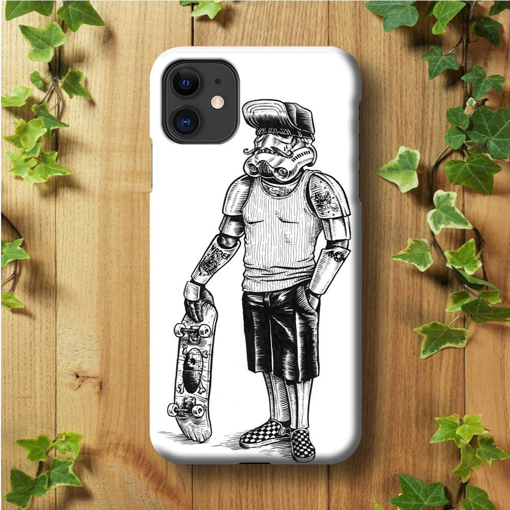 Stormtrooper Skateboard Star Wars iPhone 11 Case-Plastic / Full Wrap (3D Case)-Xtracase