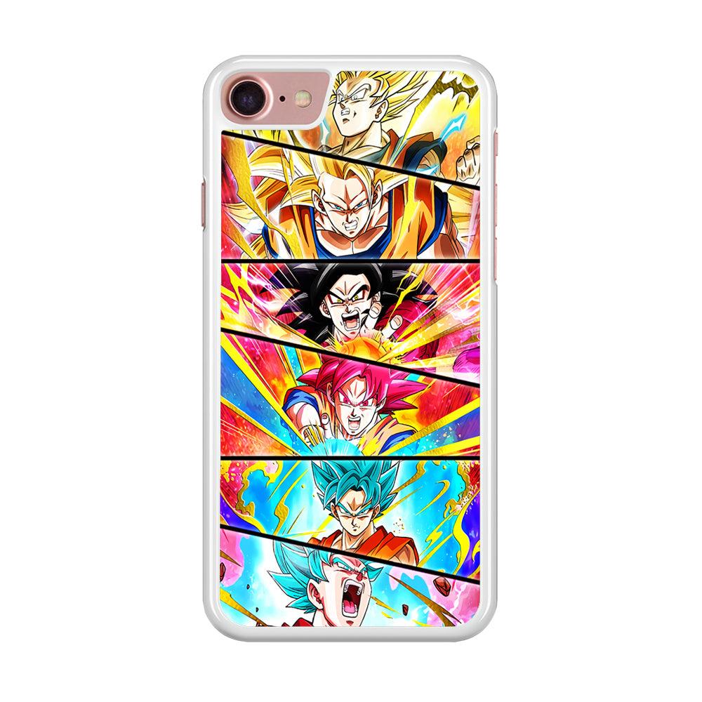 Super Saiyan Goku Collage iPhone SE 2020 Case-Rubber / White (2D Case)-Xtracase