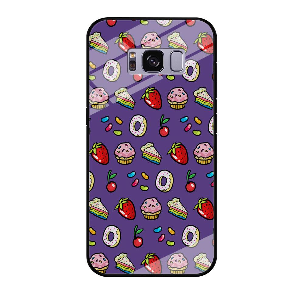 Sweet Cake Doodle Purple Samsung Galaxy S8 Case-Tempered Glass Case-Xtracase