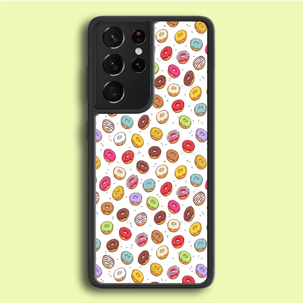 Sweet Donuts Pattern 001 Samsung Galaxy S25 Ultra Case-Rubber / Black (2D Case)-Xtracase