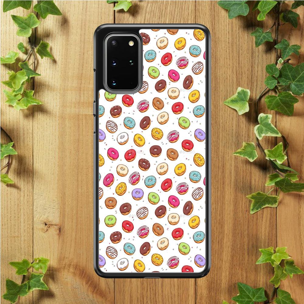 Sweet Donuts Pattern 001 Samsung Galaxy S20 Plus Case-Rubber / White (2D Case)-Xtracase