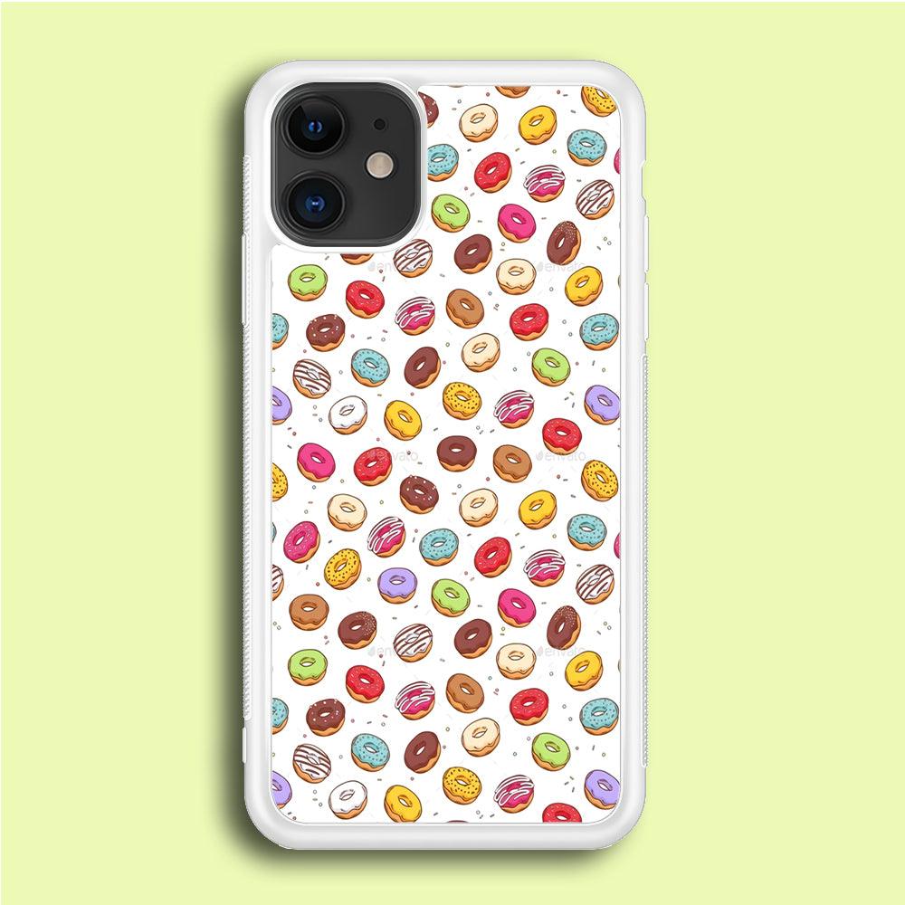 Sweet Donuts Pattern 001 iPhone 12 Case-Rubber / White (2D Case)-Xtracase