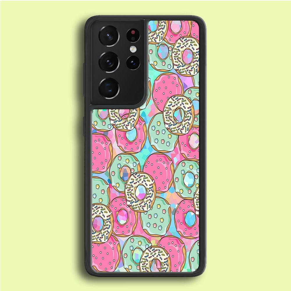 Sweet Donuts Pattern 002 Samsung Galaxy S25 Ultra Case-Rubber / White (2D Case)-Xtracase