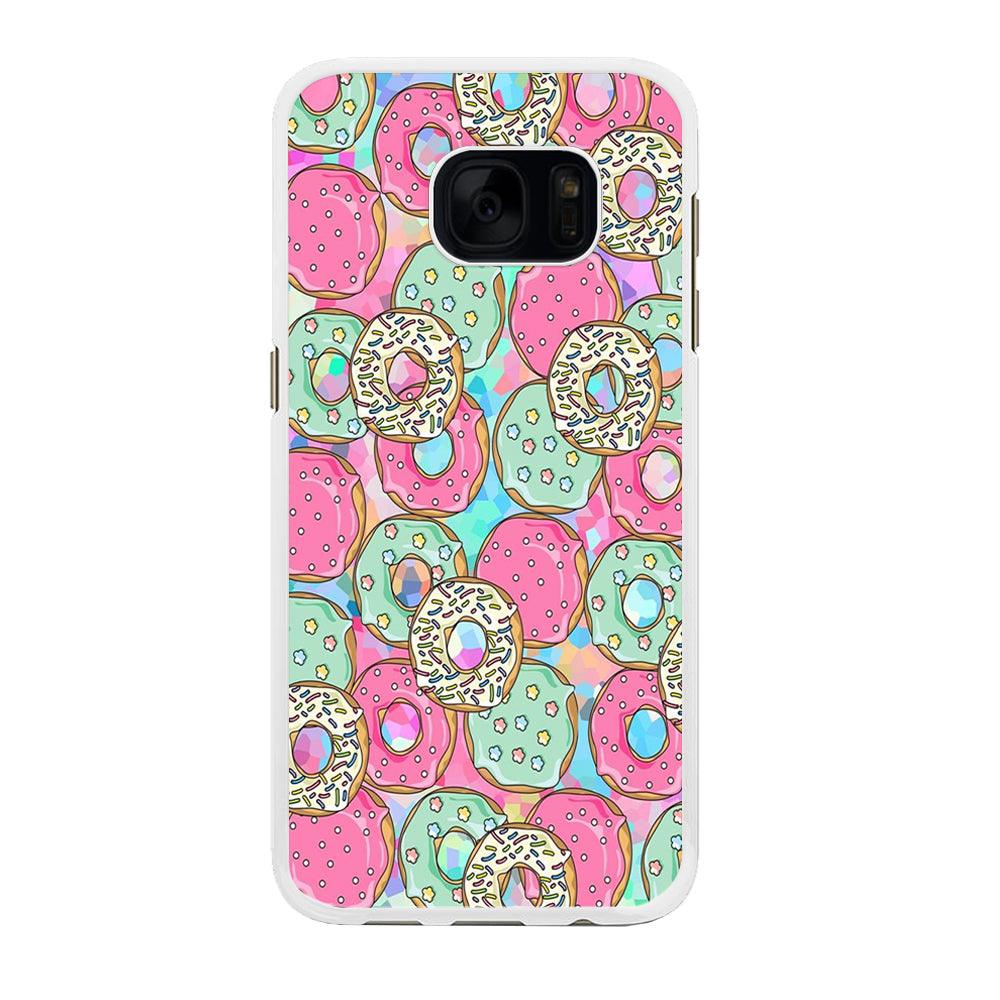 Sweet Donuts Pattern 002 Samsung Galaxy S7 Edge Case-Rubber / White (2D Case)-Xtracase