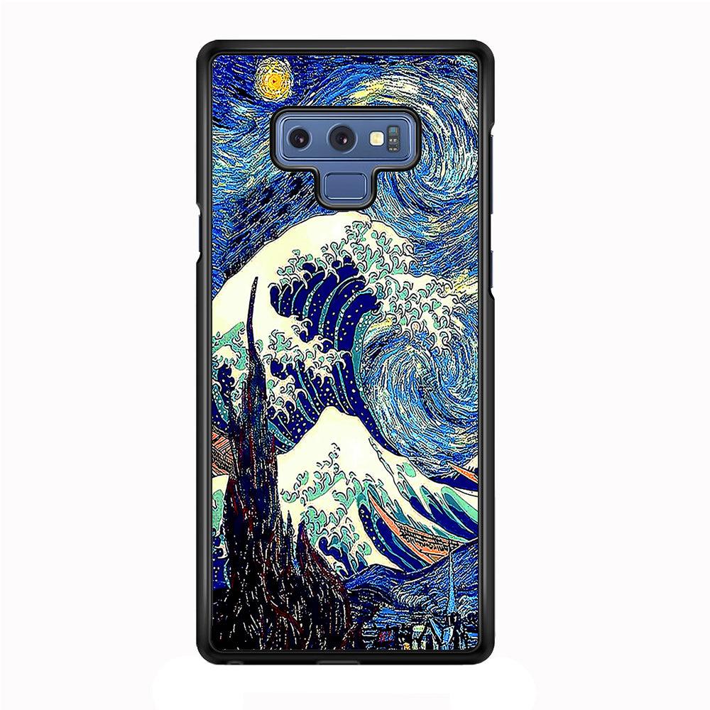 The Great Wave Starry Night Samsung Galaxy Note 9 Case-Rubber / Black (2D Case)-Xtracase