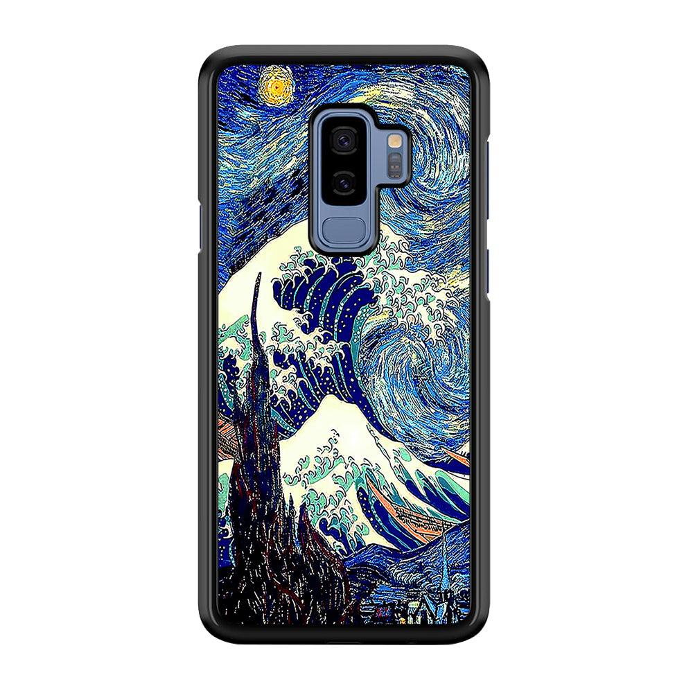 The Great Wave Starry Night Samsung Galaxy S9 Plus Case-Rubber / White (2D Case)-Xtracase