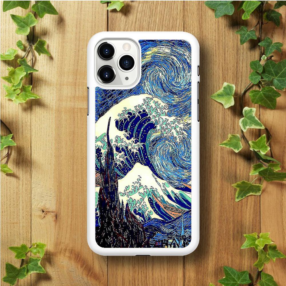 The Great Wave Starry Night iPhone 11 Pro Max Case-Rubber / White (2D Case)-Xtracase
