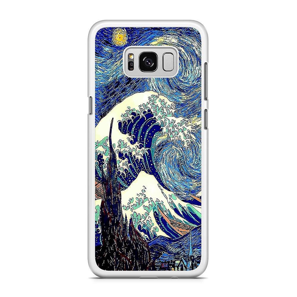 The Great Wave Starry Night Samsung Galaxy S8 Case-Rubber / White (2D Case)-Xtracase