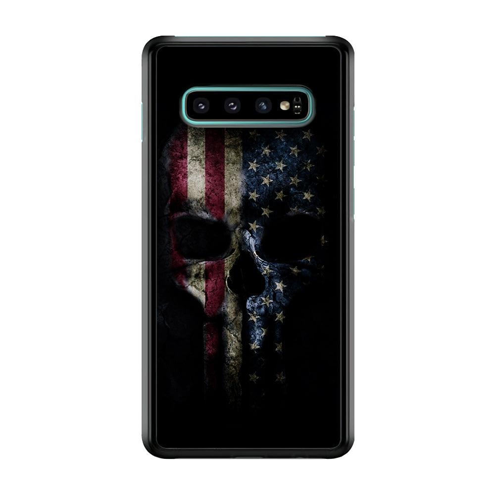 The Punisher American Flag Samsung Galaxy S10 Case-Rubber / White (2D Case)-Xtracase