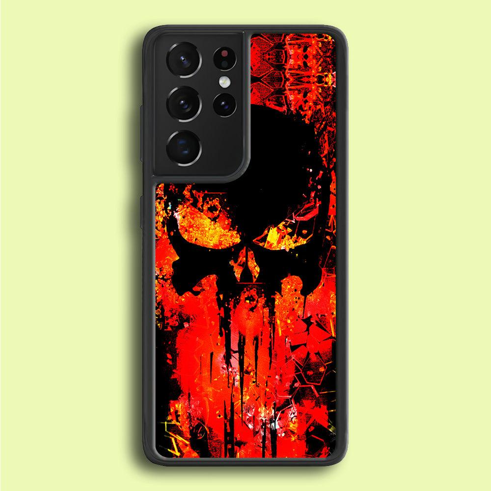 The Punisher Orange Background Samsung Galaxy S25 Ultra Case-Rubber / Black (2D Case)-Xtracase