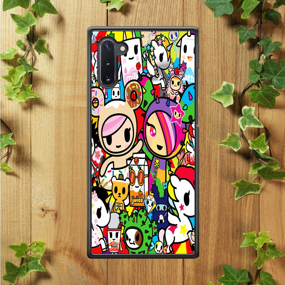 Tokidoki Doodle Cartoon Samsung Galaxy Note 10 Case-Rubber / Black (2D Case)-Xtracase