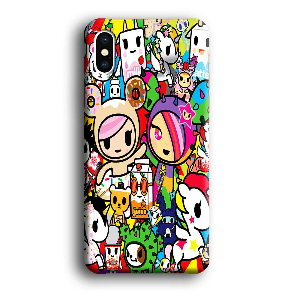 Tokidoki Doodle Cartoon iPhone Xs Case-Plastic / Full Wrap (3D Case)-Xtracase