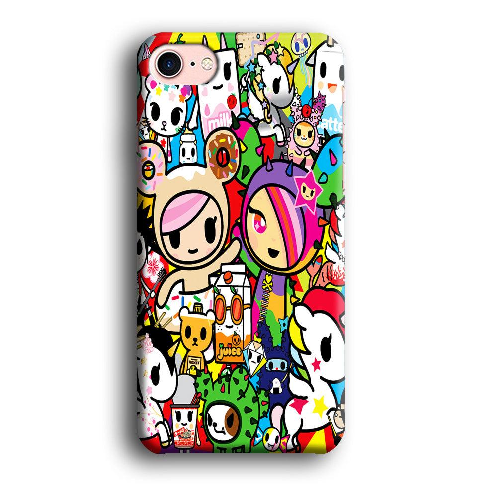 Tokidoki Doodle Cartoon iPhone 7 Case-Plastic / Full Wrap (3D Case)-Xtracase