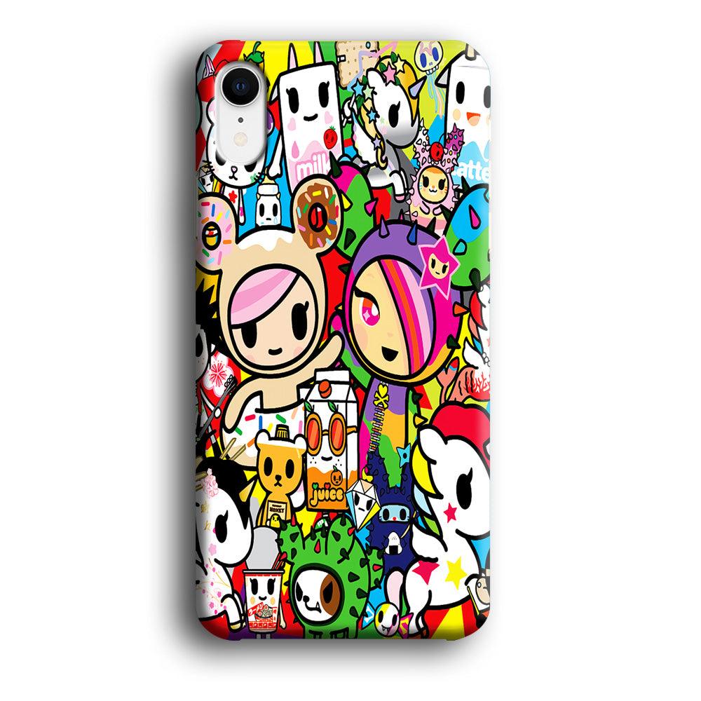 Tokidoki Doodle Cartoon iPhone XR Case-Plastic / Full Wrap (3D Case)-Xtracase