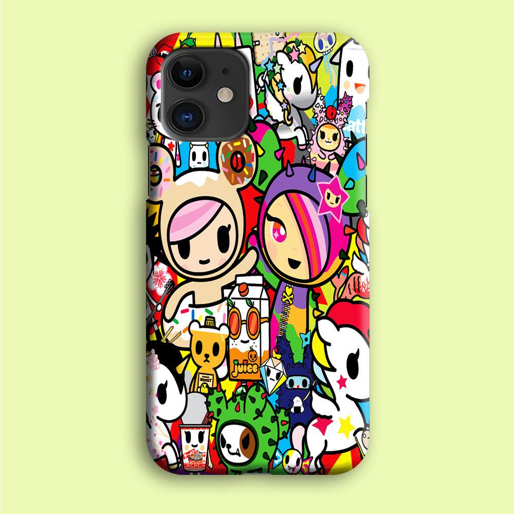 Tokidoki Doodle Cartoon iPhone 12 Case-Plastic / Full Wrap (3D Case)-Xtracase