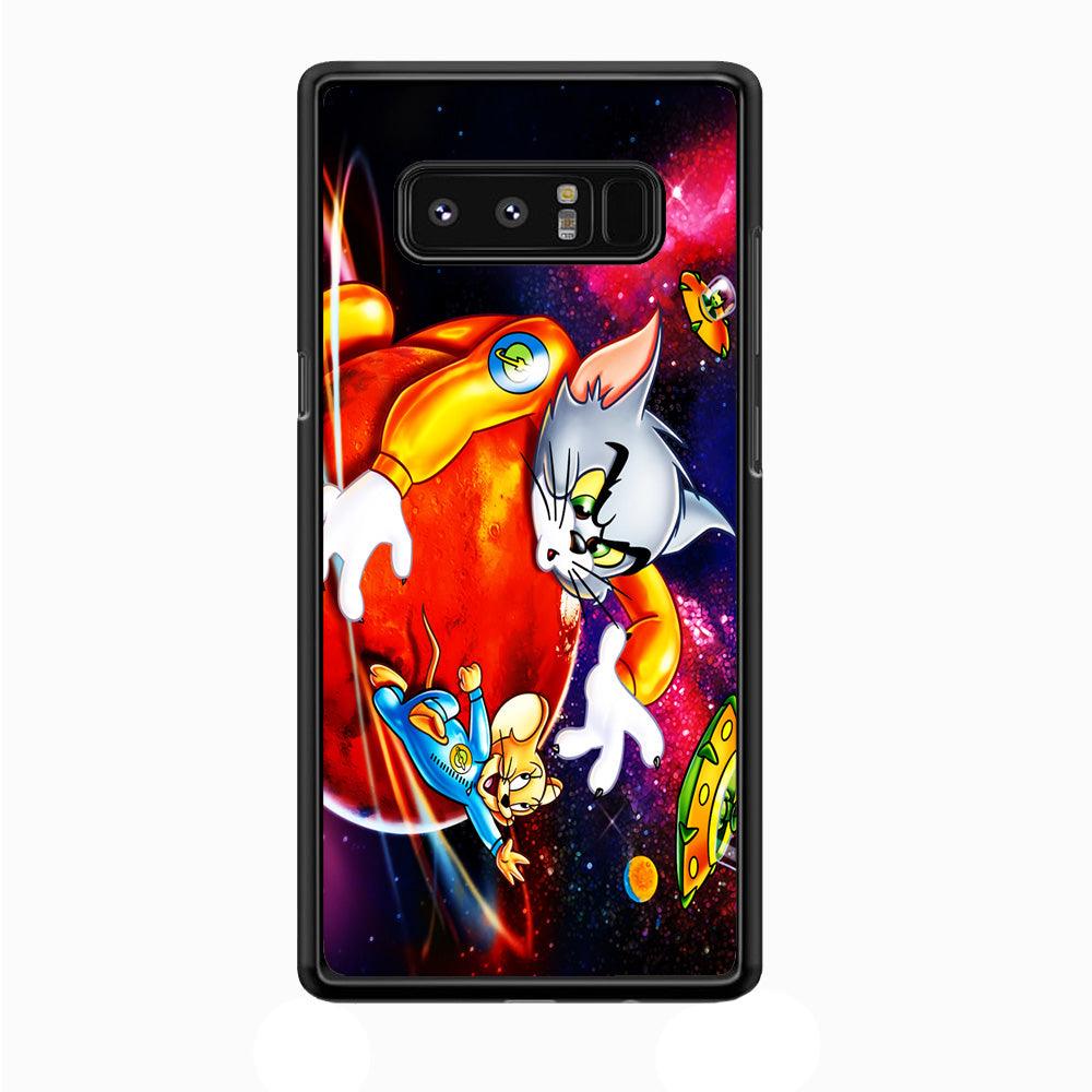 Tom and Jerry Space Samsung Galaxy Note 8 Case-Rubber / White (2D Case)-Xtracase
