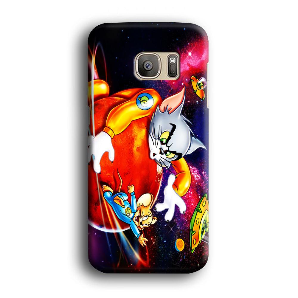 Tom and Jerry Space Samsung Galaxy S7 Edge Case-Plastic / Full Wrap (3D Case)-Xtracase