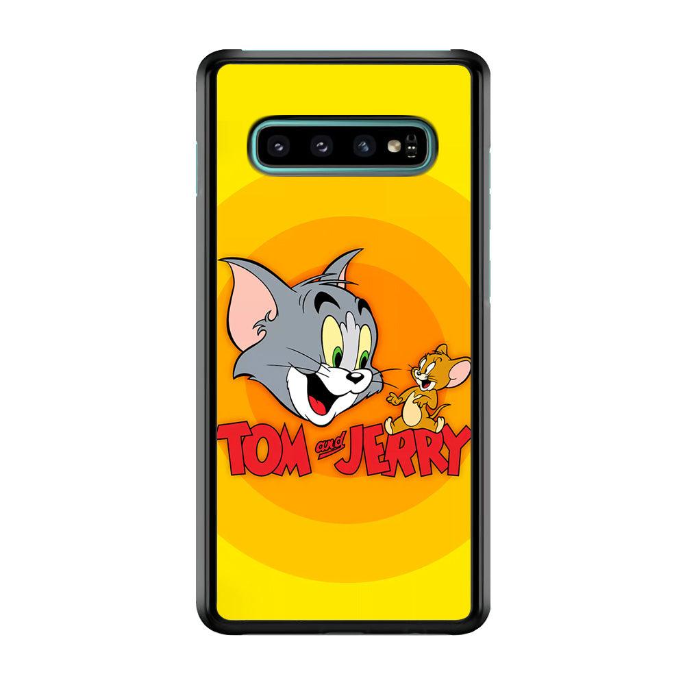 Tom and Jerry Yellow Samsung Galaxy S10 Plus Case-Rubber / Black (2D Case)-Xtracase