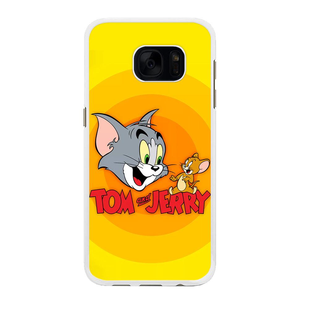 Tom and Jerry Yellow Samsung Galaxy S7 Edge Case-Rubber / White (2D Case)-Xtracase