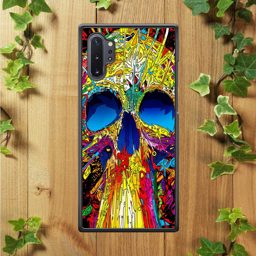 Trippy Skull Abstract Samsung Galaxy Note 10 Plus Case-Rubber / White (2D Case)-Xtracase