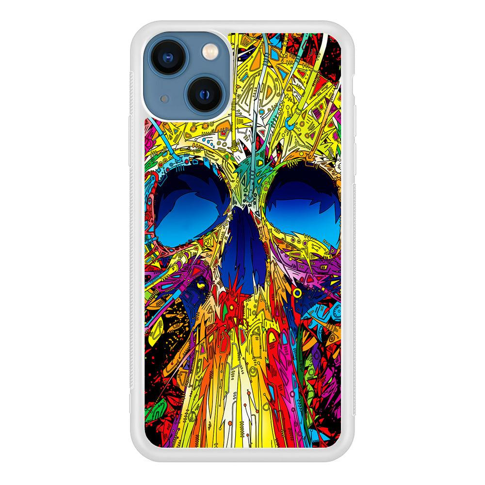 Trippy Skull Abstract iPhone 13 Case-Rubber / White (2D Case)-Xtracase