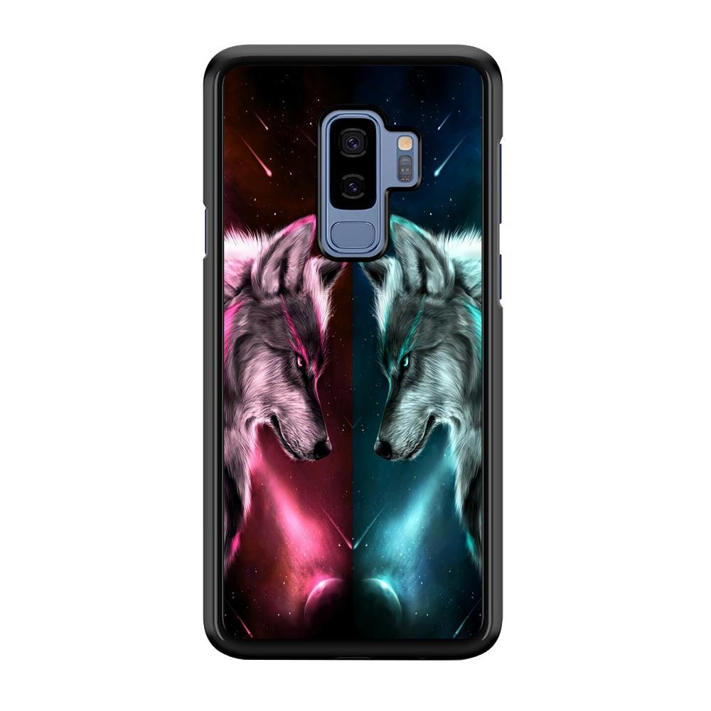 Two Wolf Red Blue Galaxy Samsung Galaxy S9 Plus Case-Plastic / Full Wrap (3D Case)-Xtracase