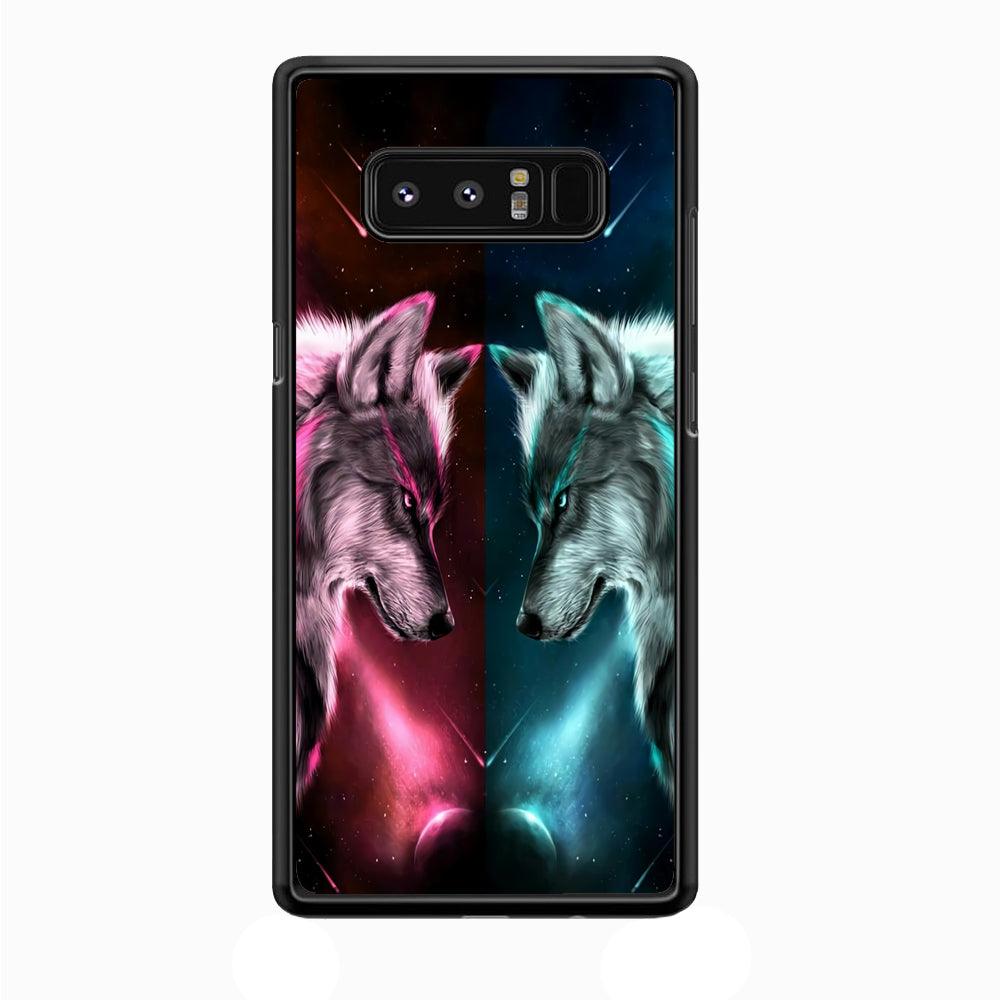 Two Wolf Red Blue Galaxy Samsung Galaxy Note 8 Case-Plastic / Full Wrap (3D Case)-Xtracase