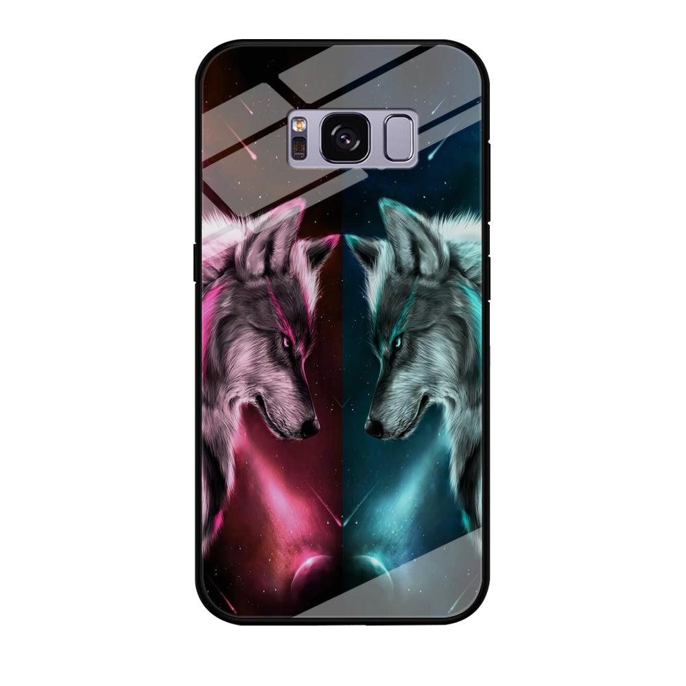 Two Wolf Red Blue Galaxy Samsung Galaxy S8 Case-Tempered Glass Case-Xtracase