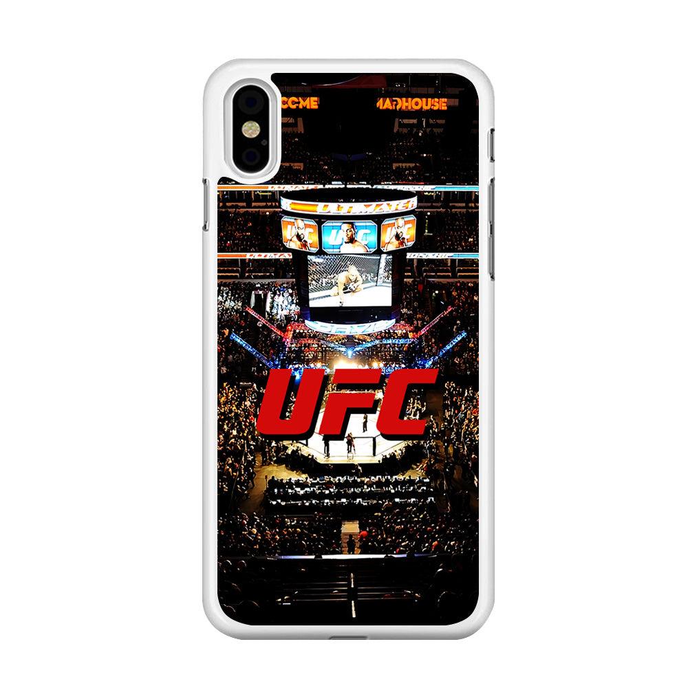 UFC Ring Background iPhone Xs Max Case-Rubber / White (2D Case)-Xtracase