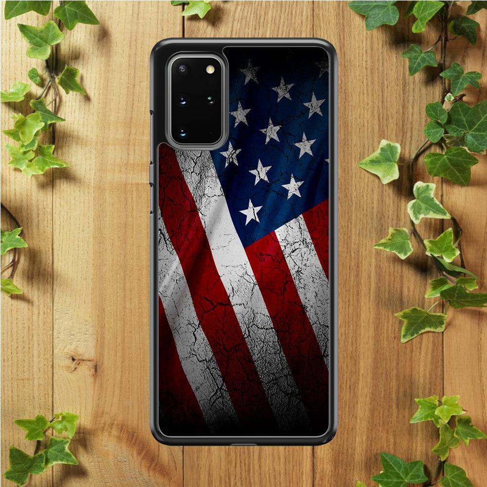 USA Flag 001 Samsung Galaxy S20 Plus Case-Rubber / White (2D Case)-Xtracase