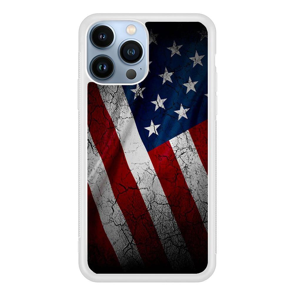 USA Flag 001 iPhone 13 Pro Max Case-Rubber / White (2D Case)-Xtracase