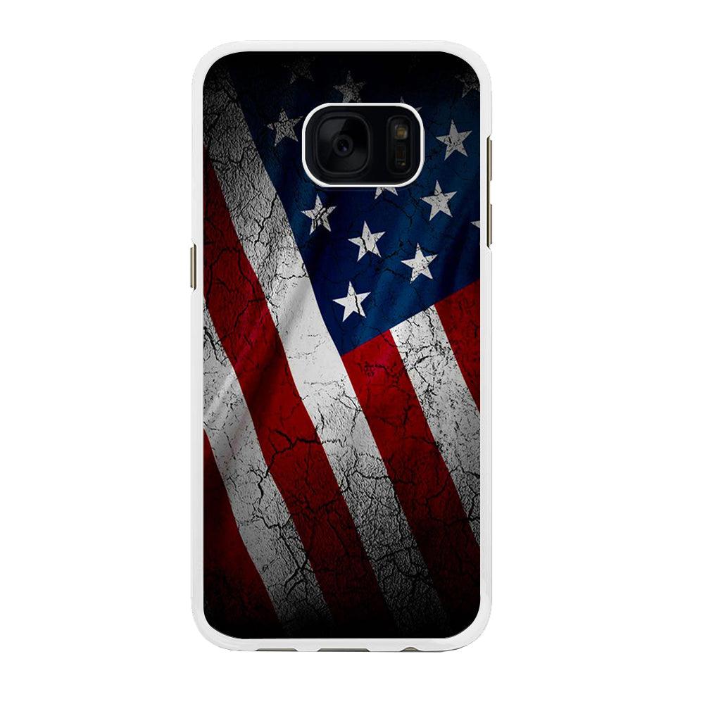 USA Flag 001 Samsung Galaxy S7 Edge Case-Rubber / White (2D Case)-Xtracase