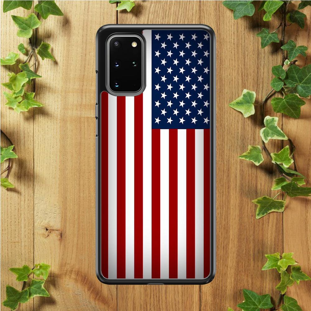 USA Flag 003 Samsung Galaxy S20 Plus Case-Rubber / White (2D Case)-Xtracase