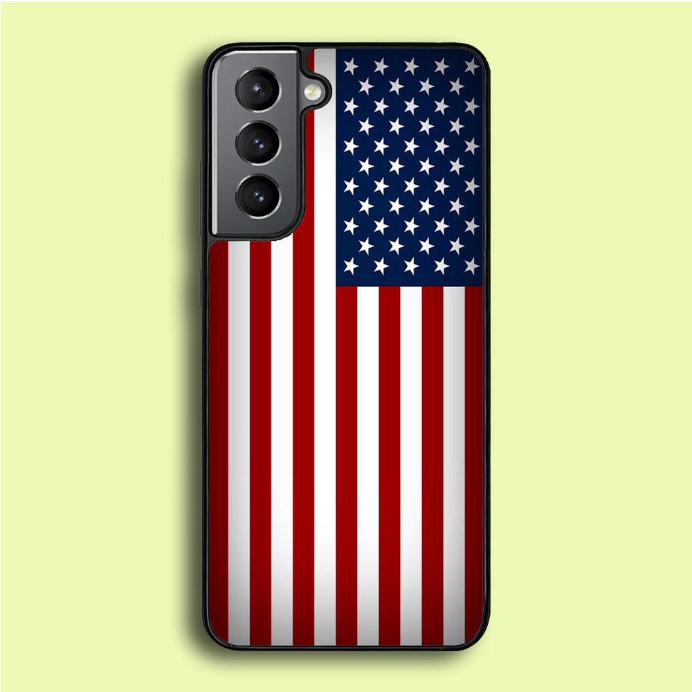 USA Flag 003 Samsung Galaxy S21 Plus Case-Rubber / White (2D Case)-Xtracase