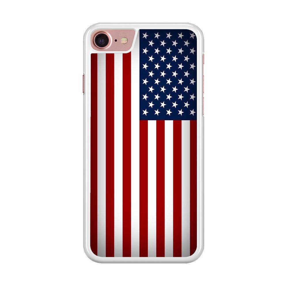 USA Flag 003 iPhone 7 Case-Rubber / White (2D Case)-Xtracase
