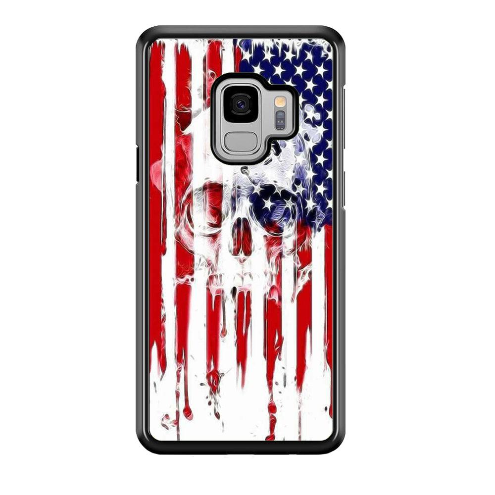 USA Flag Skull Samsung Galaxy S9 Case-Plastic / Full Wrap (3D Case)-Xtracase