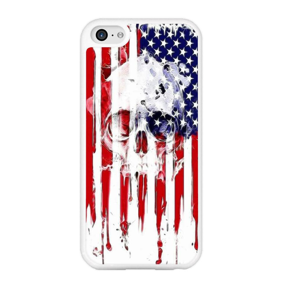 USA Flag Skull iPhone 5 | 5s Case-Rubber / White (2D Case)-Xtracase