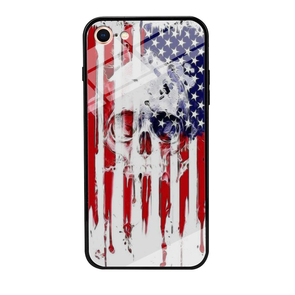 USA Flag Skull iPhone 7 Case-Tempered Glass Case-Xtracase