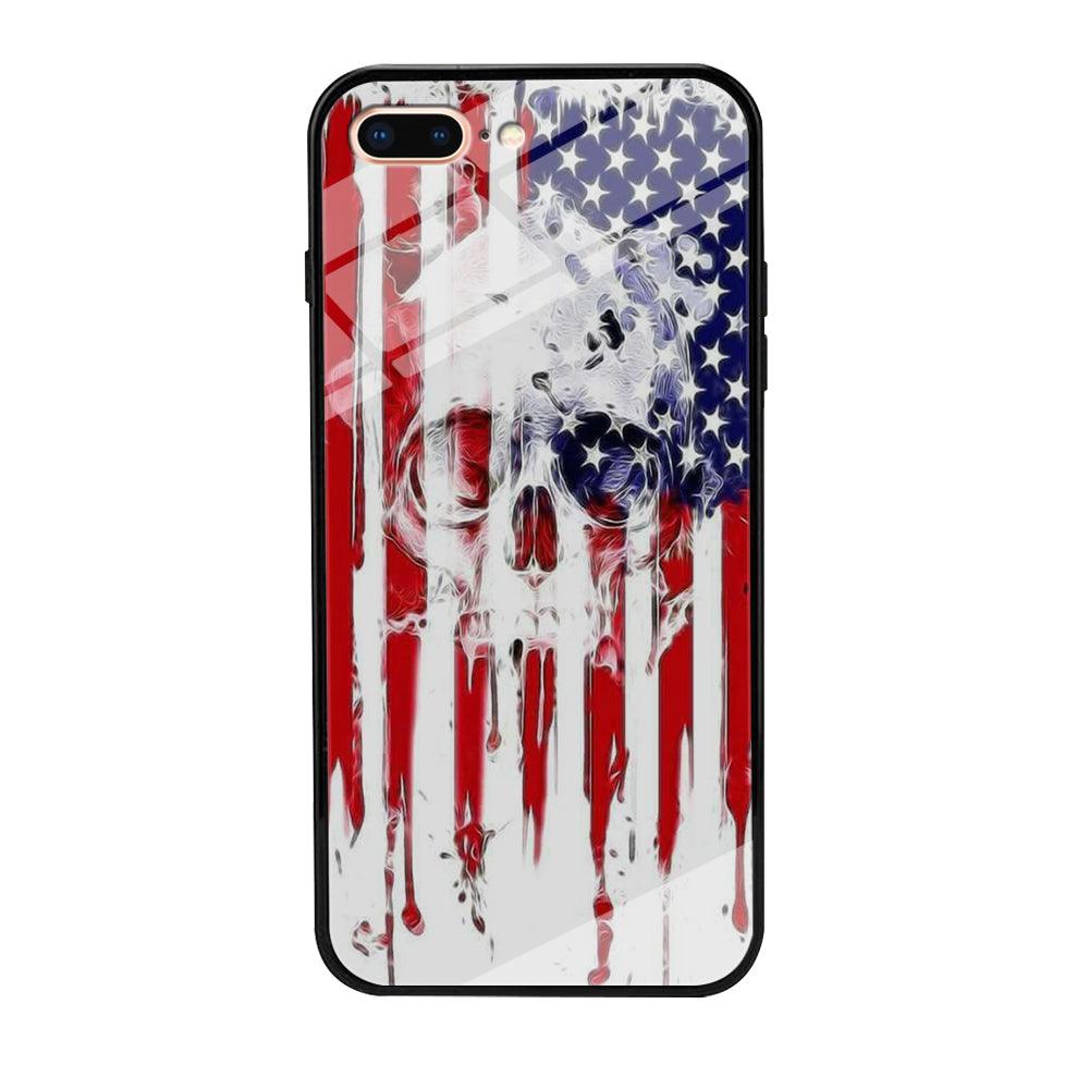 USA Flag Skull iPhone 8 Plus Case-Tempered Glass Case-Xtracase
